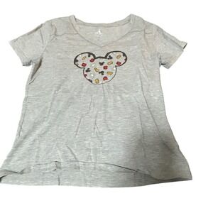 Disney Parks Authentic Original Gray VNeck Mickey Mouse Print T-Shirt Women'sXL